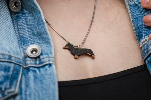 Wooden pendant Walking Dachshund Pendant