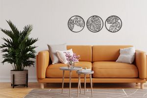 Wooden decoration Monstera Wall Trio