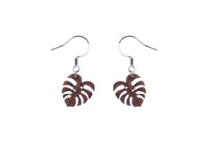 Wooden earrings Monstera Earrings