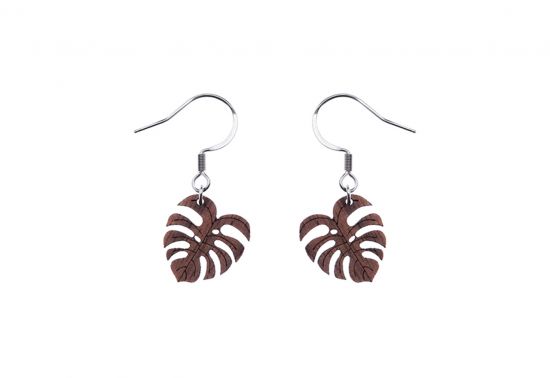 Wooden earrings Monstera Earrings