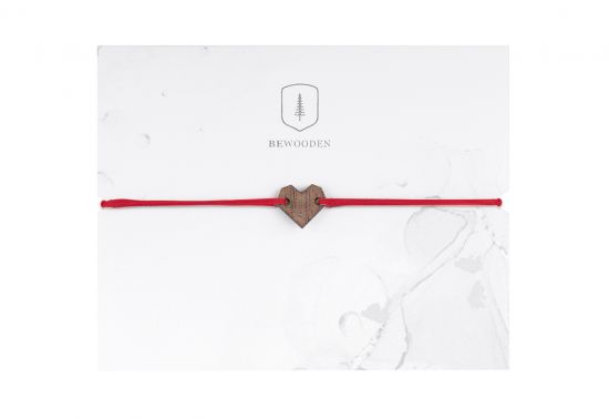 String bracelet Red Heart Wooden Bracelet