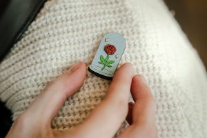 Wooden brooch Prince's rose