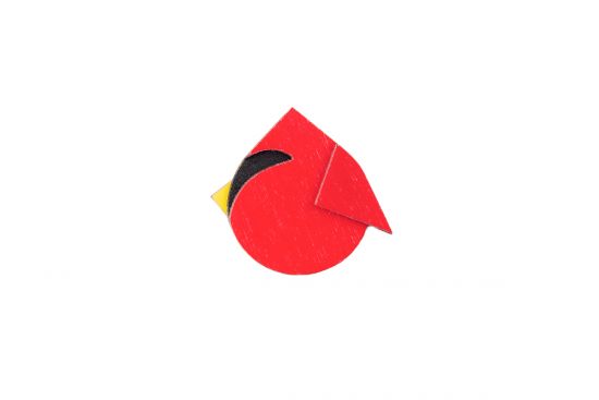 Wooden brooch Red Cutebird Brooch