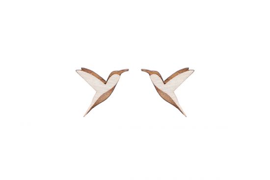 Wooden earrings Natural Hummingbird Earrings