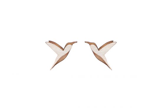 Wooden earrings Natural Hummingbird Earrings