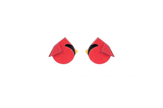 Wooden earrings Red Cutebird Earrings