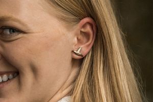 Wooden earrings Natural Hummingbird Earrings