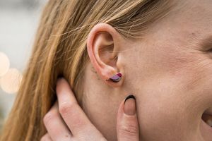Wooden earrings Purple Cutebird Earrings