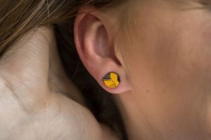 Wooden earrings Yellow Cutebird Earrings