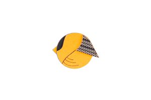 Wooden brooch Yellow Cutebird Brooch