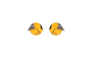 Wooden earrings Yellow Cutebird Earrings