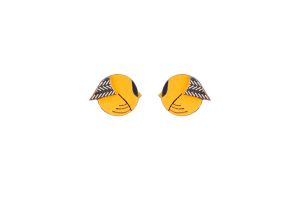 Wooden earrings Yellow Cutebird Earrings