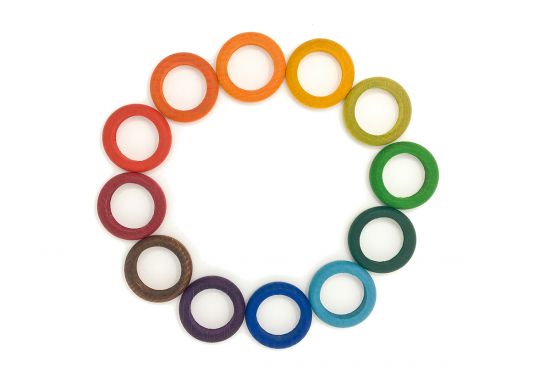 12 Rainbow Wooden Rings 