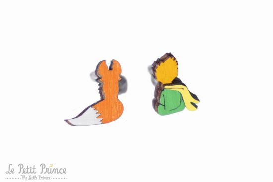 Wooden earrings Prince and Fox