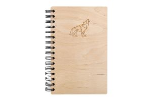 Walking Wolf A5 Wooden Notebook