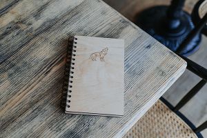 Walking Wolf A5 Wooden Notebook