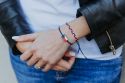 Knitted bracelet in national colors