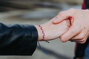 Knitted bracelet in national colors