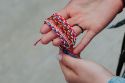 Knitted bracelet in national colors