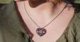 Wooden Pendant Folk Heart – Black