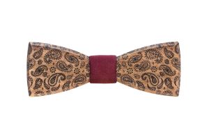 Wooden Bow Tie Paisley Deep