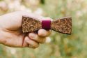 Wooden Bow Tie Paisley Deep