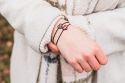 Wooden String Bracelet Red Folk Heart with dedication