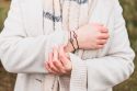 Wooden String Bracelet Red Folk Heart with dedication