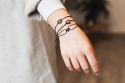 Wooden String Bracelet Red Folk Heart with dedication