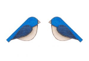 Wooden earrings Blue Bird Earrings