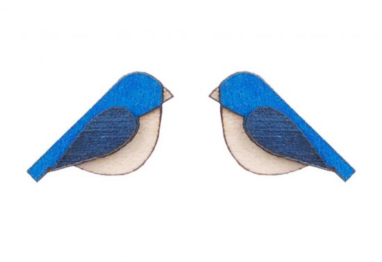 Wooden earrings Blue Bird Earrings