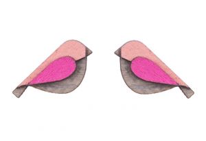 Wooden earrings Pink Bird Earrings