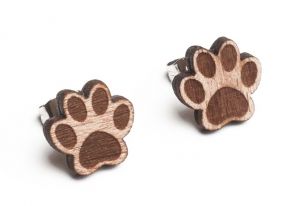 Wooden earrings Paw Earrings