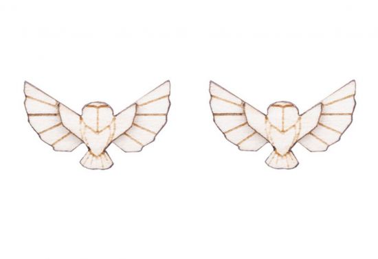 Wooden earrings Snowy Owl Earrings