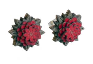 Wooden earrings Red Flower Earrings