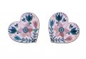 Wooden Earrings Folk Heart – Pink