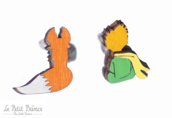 Wooden earrings Prince and Fox
