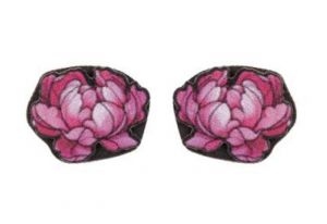 Peony wooden earrings