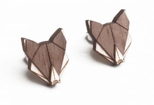 Wooden earrings Wolf Earrings
