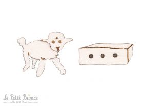 Wooden earrings Box and Lamb Earrings
