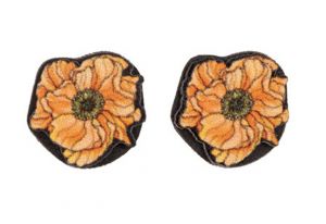 Wooden earrings Icelandic poppy