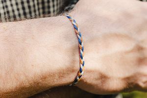 Knitted bracelet Blue and Brown