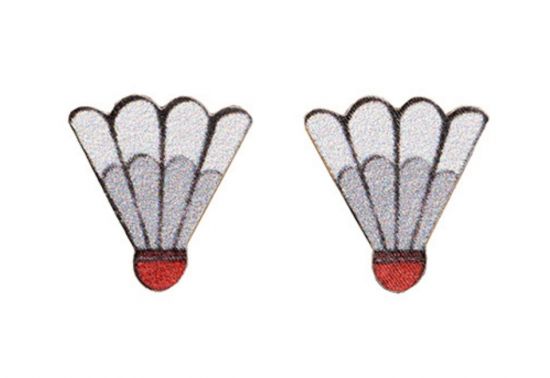 Wooden Earrings Badminton 