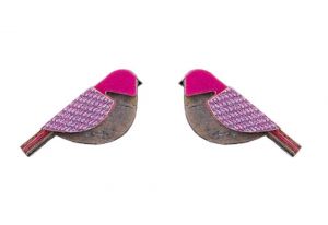 Wooden earrings Purple Cutebird Earrings