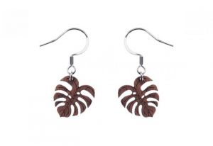 Wooden earrings Monstera Earrings