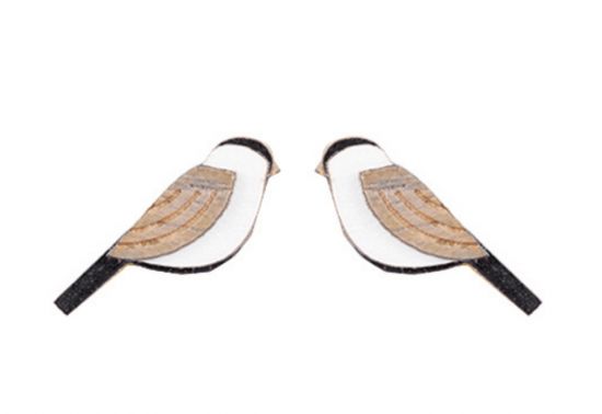 Wooden earrings Natural Cutebird Earrings