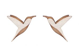 Wooden earrings Natural Hummingbird Earrings