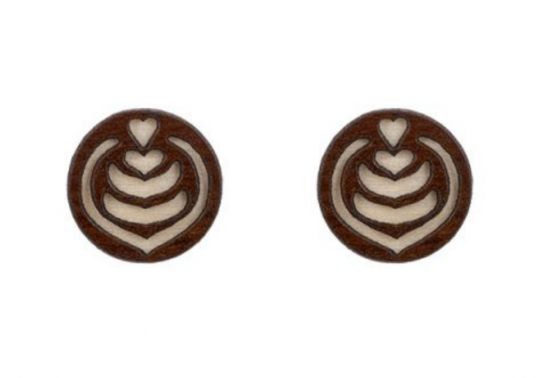 Wooden earrings Latté Art Earrings