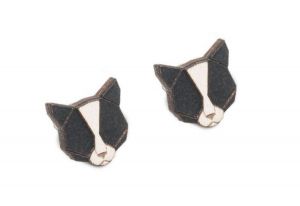 Wooden earrings Black Cat Earrings