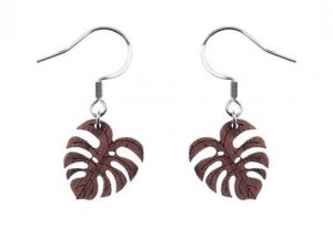Wooden earrings Monstera Earrings